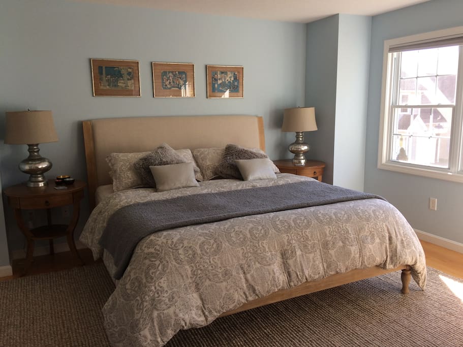 The king size bed with pillow top mattress is extremely comfortable.