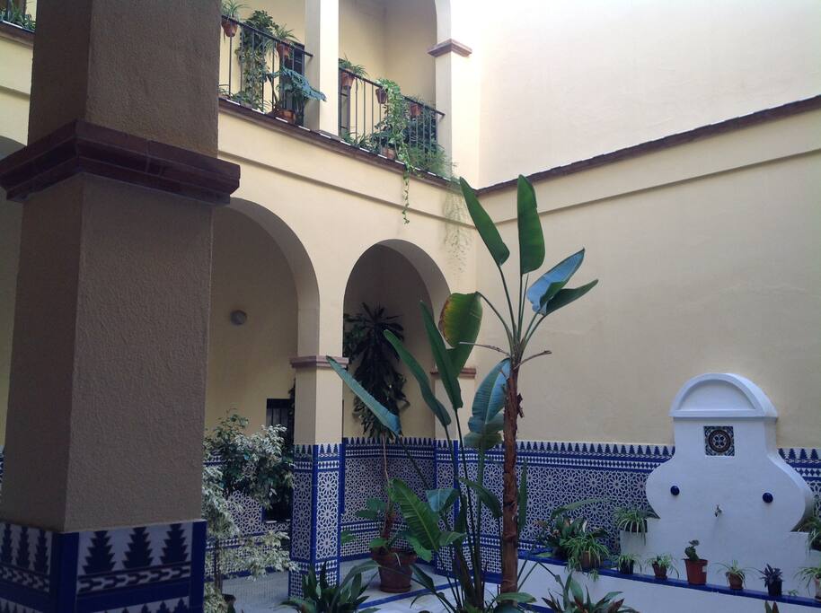 Patio sevillano de entrada a la comunidad
