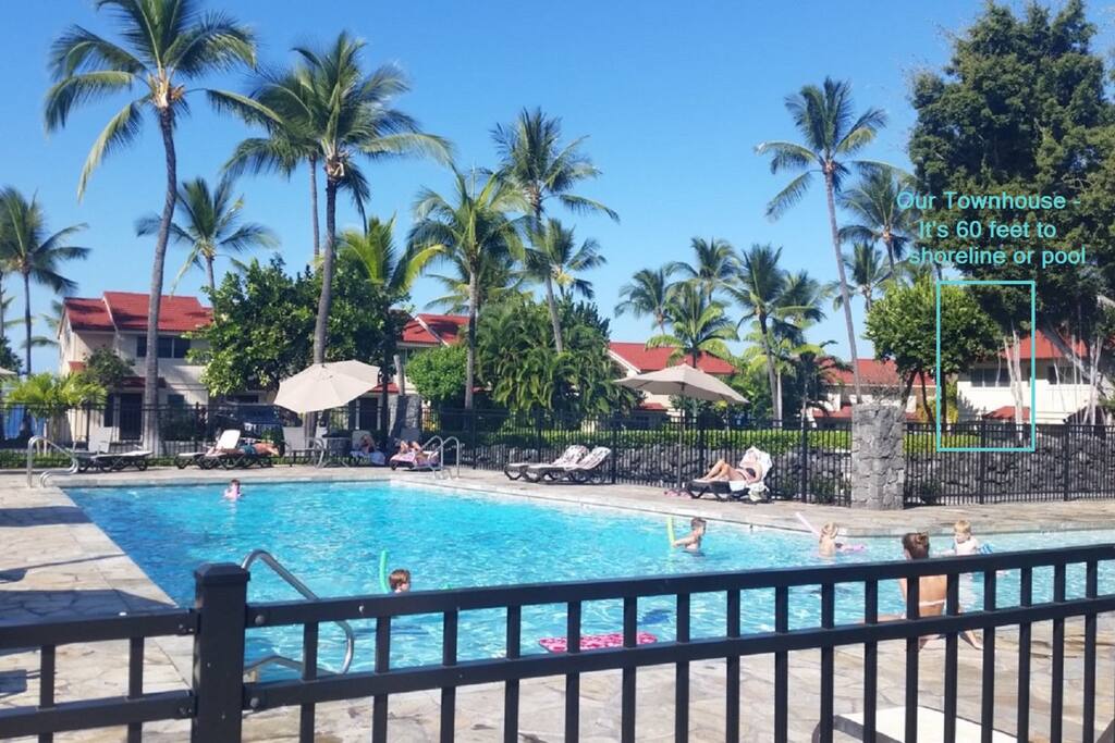 Our unit is right there just across heiau from the pool! Close to the ocean, the pool and convenient to BBQ's and the beach! Perfect!