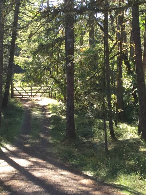 A gated second driveway, and path to more trails to access