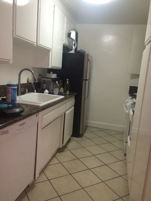 Fridge, microwave, dishwasher.