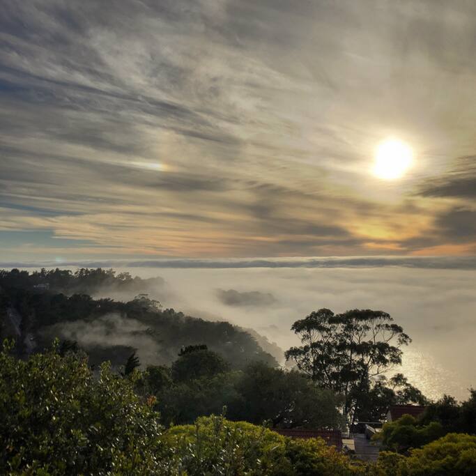View from the ocean deck and the marine layer rolling in
