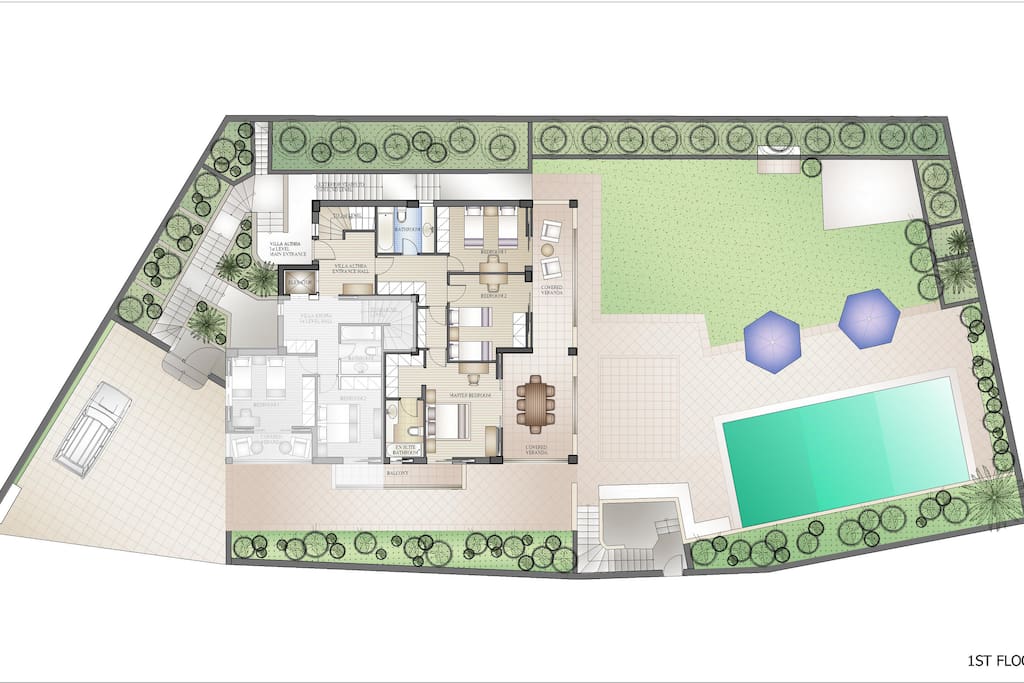 1st floor plan and exterior grounds