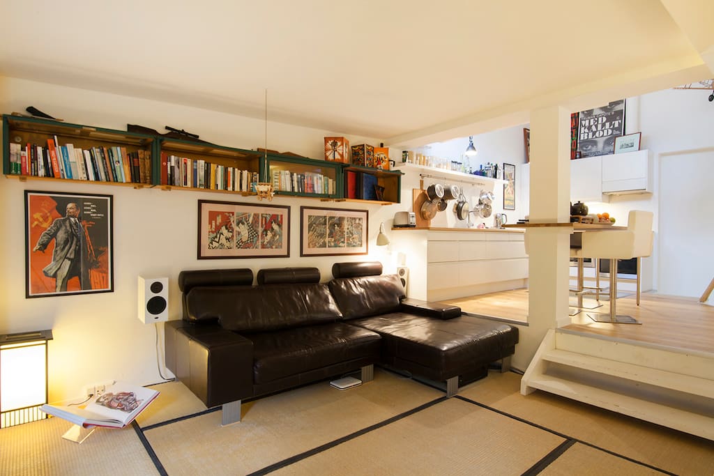 Living room and kitchen