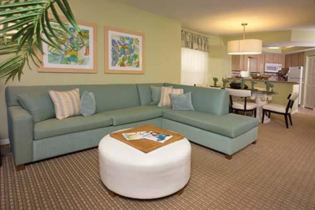 Living room area with sofa sleeper
