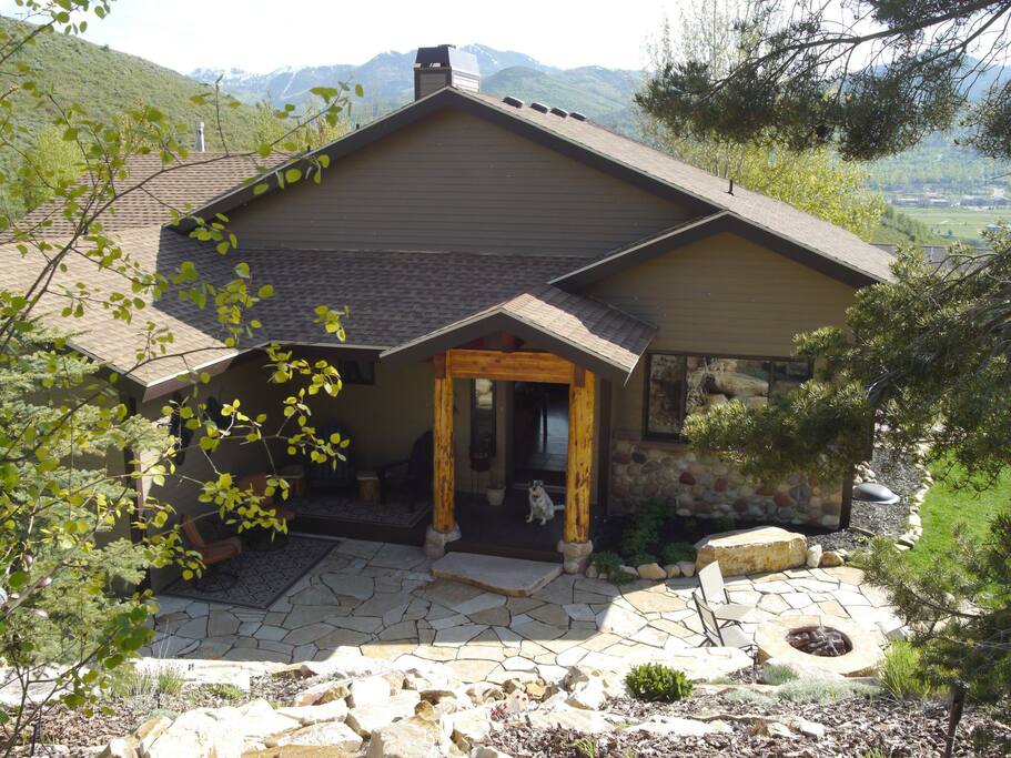 View of front porch from top of waterfall