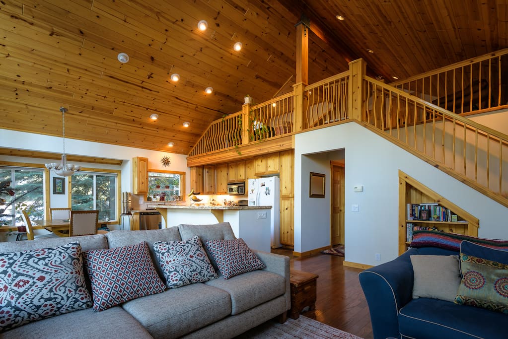 Beautiful great room with gas fire place and loft.