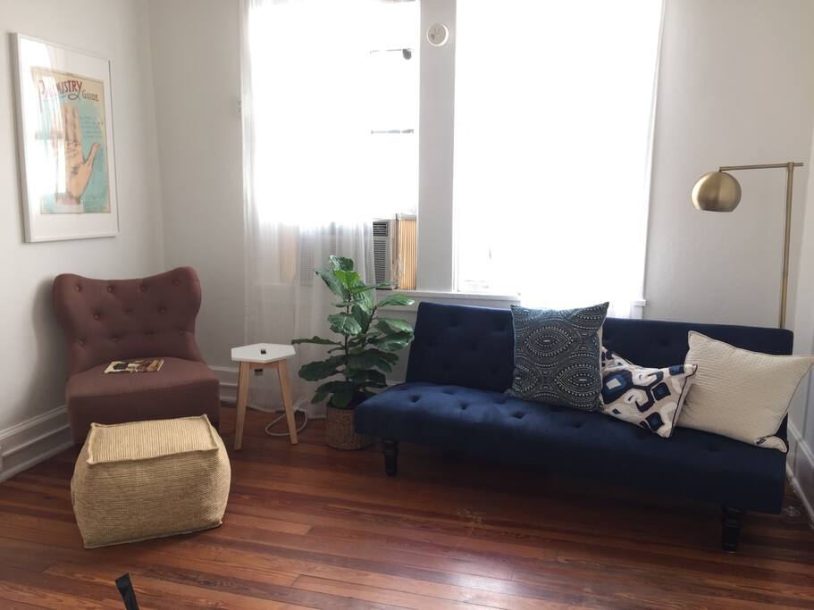Relax in the living room after a long walk through Savannah's beautiful streets.