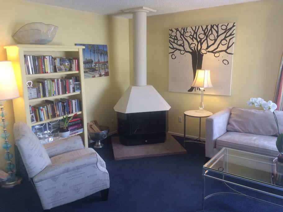 Living room and fireplace