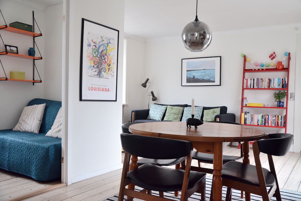 Main living/ dining area with office/ second bedroom to the left
