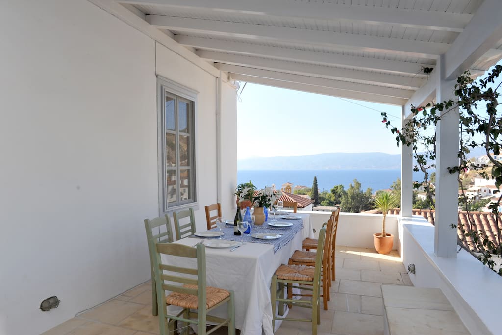 The 1st floor dining terrace with smashing sea views.