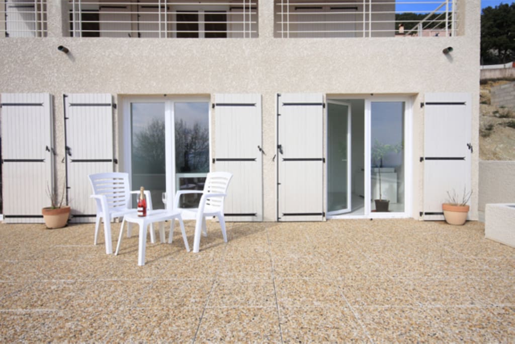 The french doors leading out to the terrace