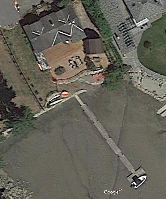 Aerial view showing deck and dock