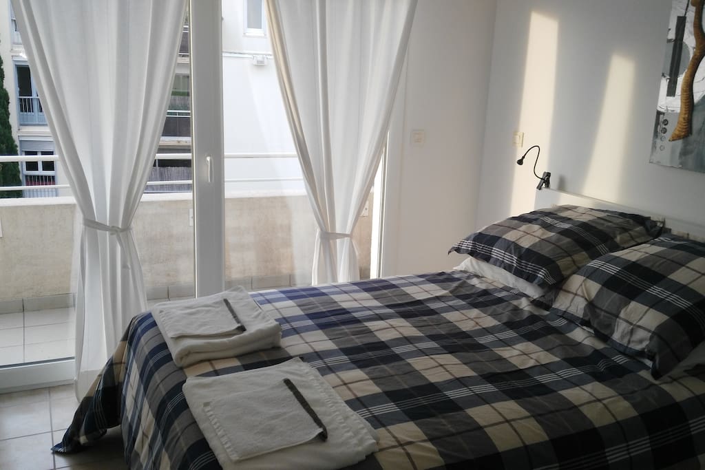 Sunny bedroom with its own small balcony