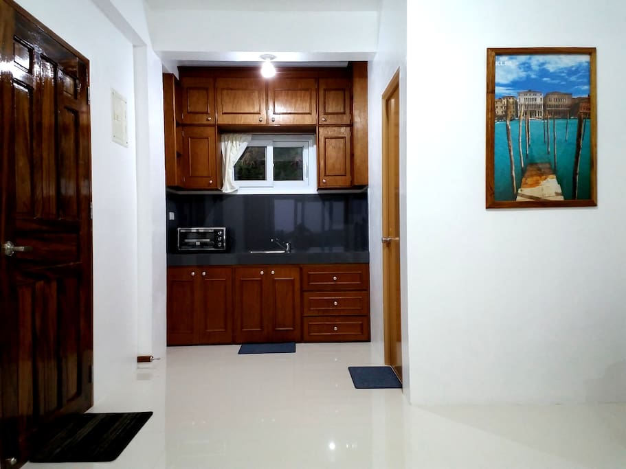 Living room and kitchen.