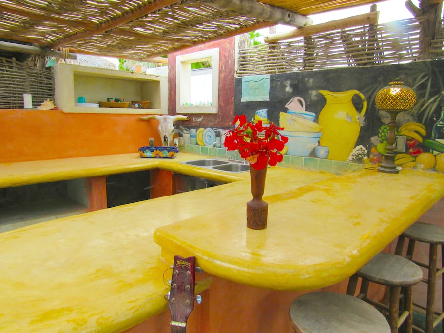 Bar and kitchen area for our guests.