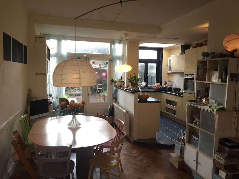 Living/dining room with open kitchen