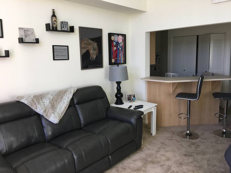 Leather couch with recliners