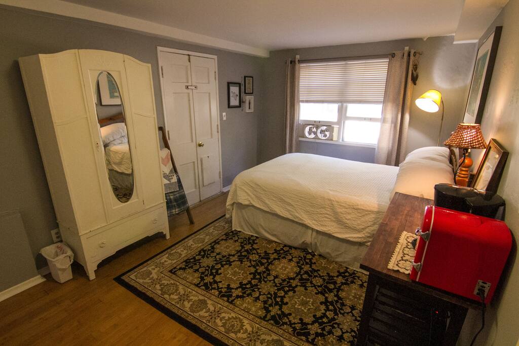 Private Armoire for hanging clothes.