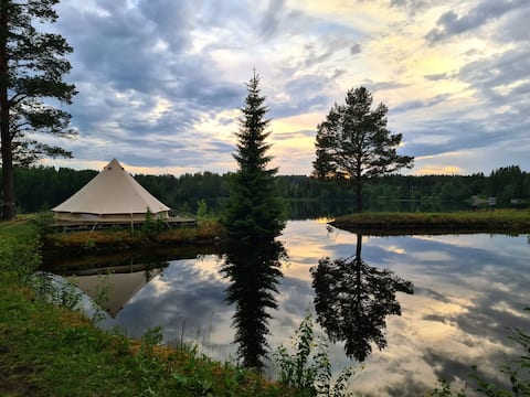 Top performing Airbnb: Peaceful campsite by the river with its own dock in Östersund
