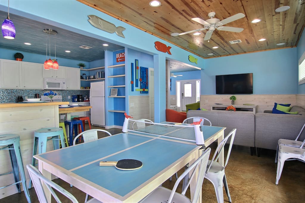 Ping Pong table doubles as a dining room table for the kids to enjoy. Also doubles as a game table for family game night.