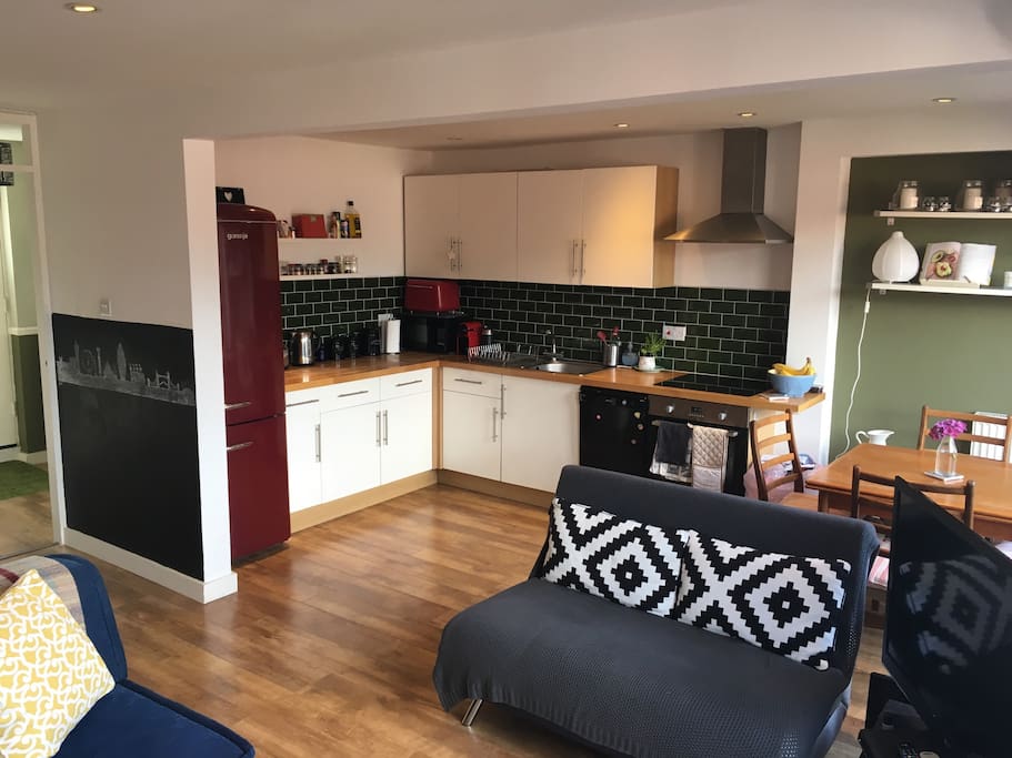 Open plan kitchen and living area