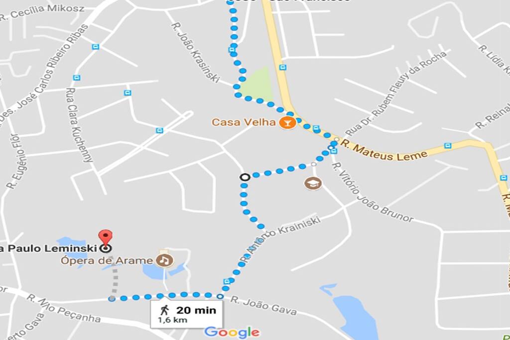 Trajeto a pé de casa até a Pedreira Paulo Lemisnki