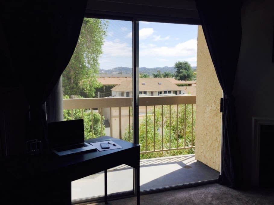 Desk and balcony