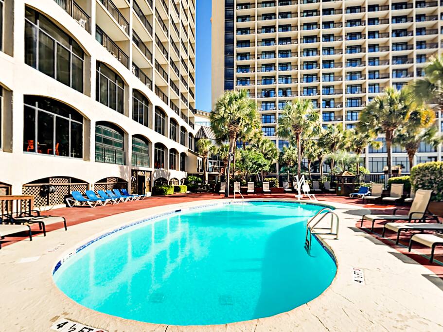 Your rental includes a shared outdoor pool with a lazy river as well as an indoor pool with a hot tub.