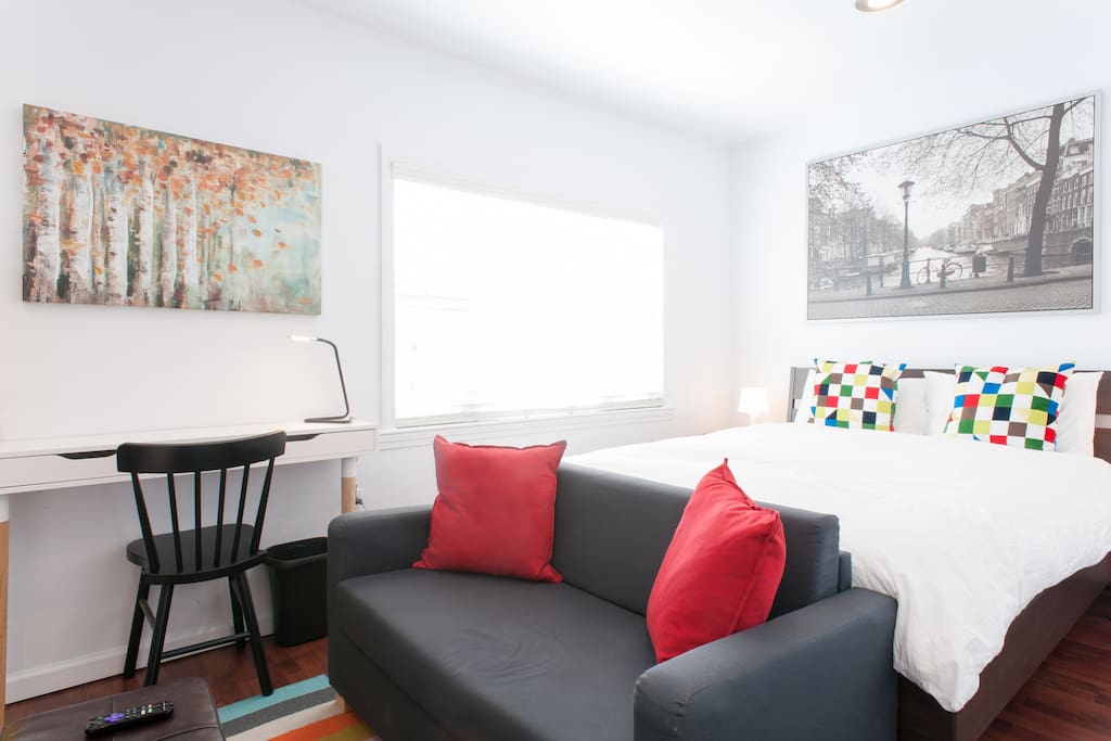 Bed, couch and desk