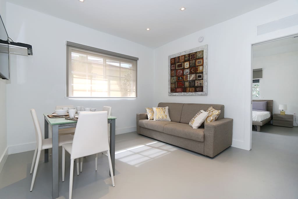 dining, living, bedroom