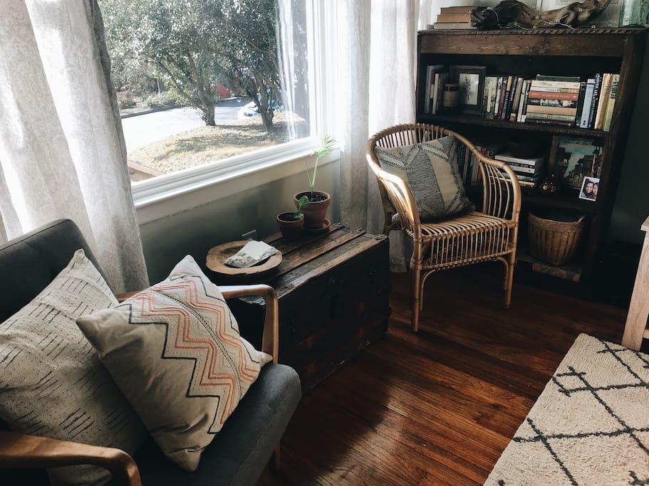 Reading nook - enjoy a cup of coffee and good book in this little corner of our home.