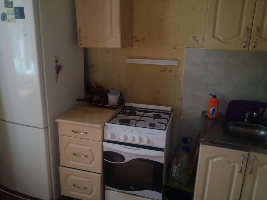 Кухня полностью укомплектованная плитой и посудой / Kitchen fully equipped with cooker and dishes