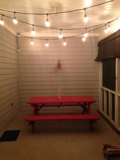 Screened-in back porch