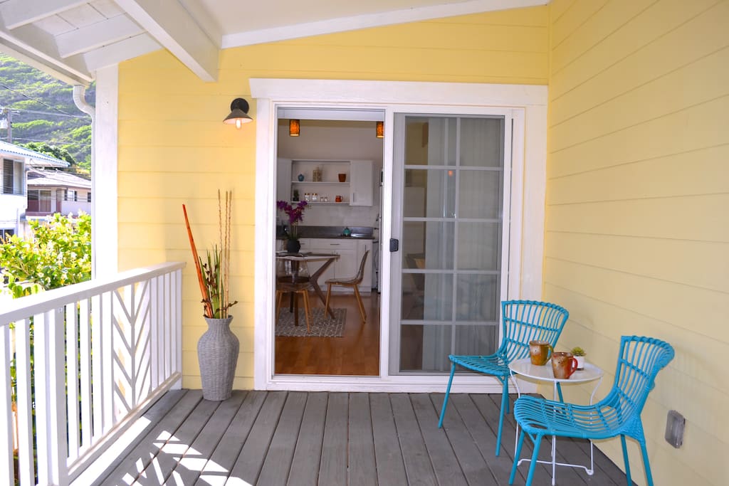 Your private entrance, your patio and your sitting area