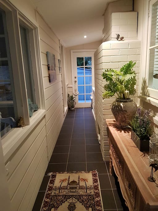 hallway separates bnb from main kitchen and house