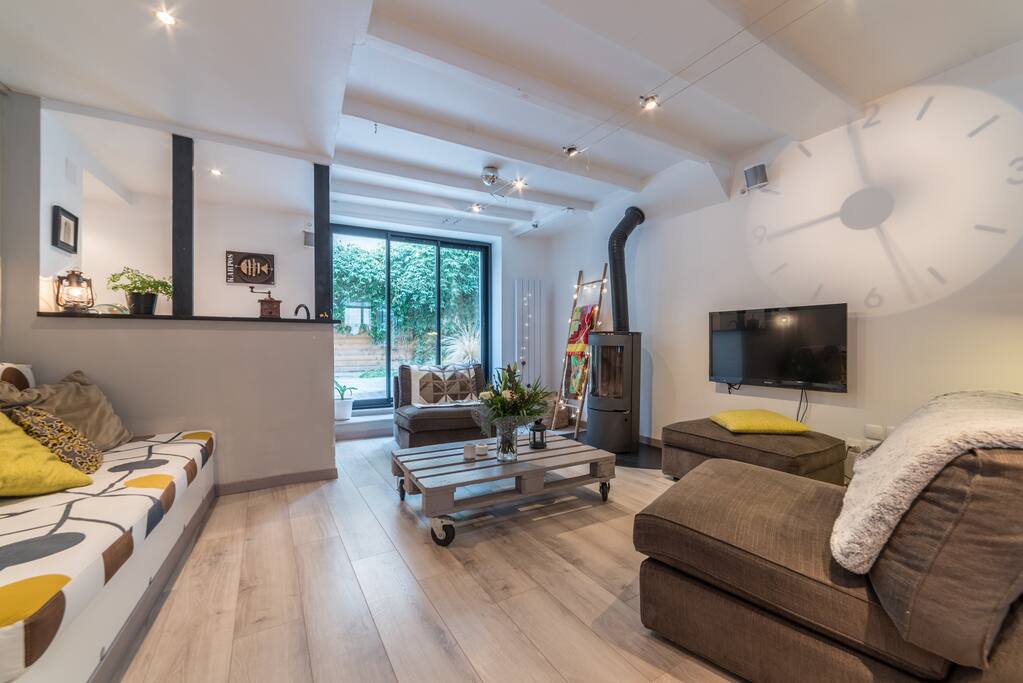 Salon RdC donnant sur cour exterieure paysagée de 30 m2