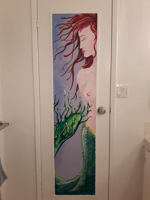 Mermaid mural in the bathroom