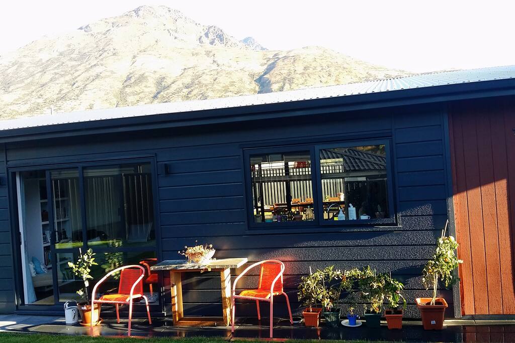 Sheltered outdoor breakfast area