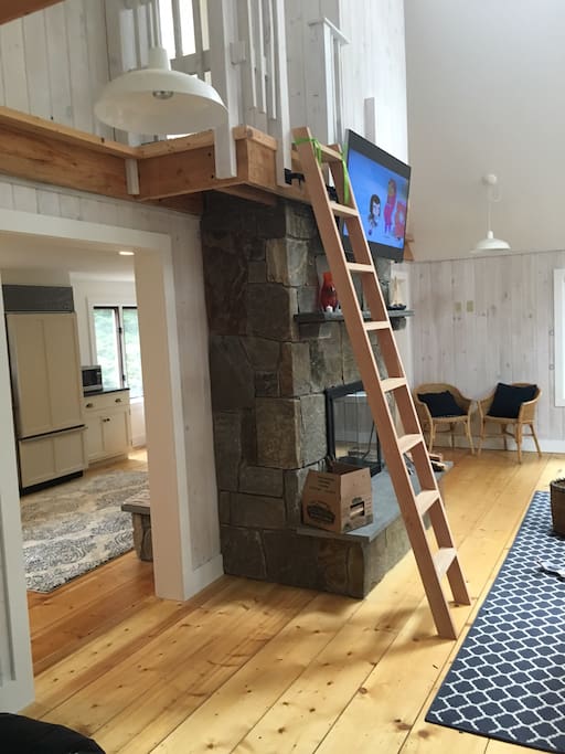 Ladder to sleeping loft