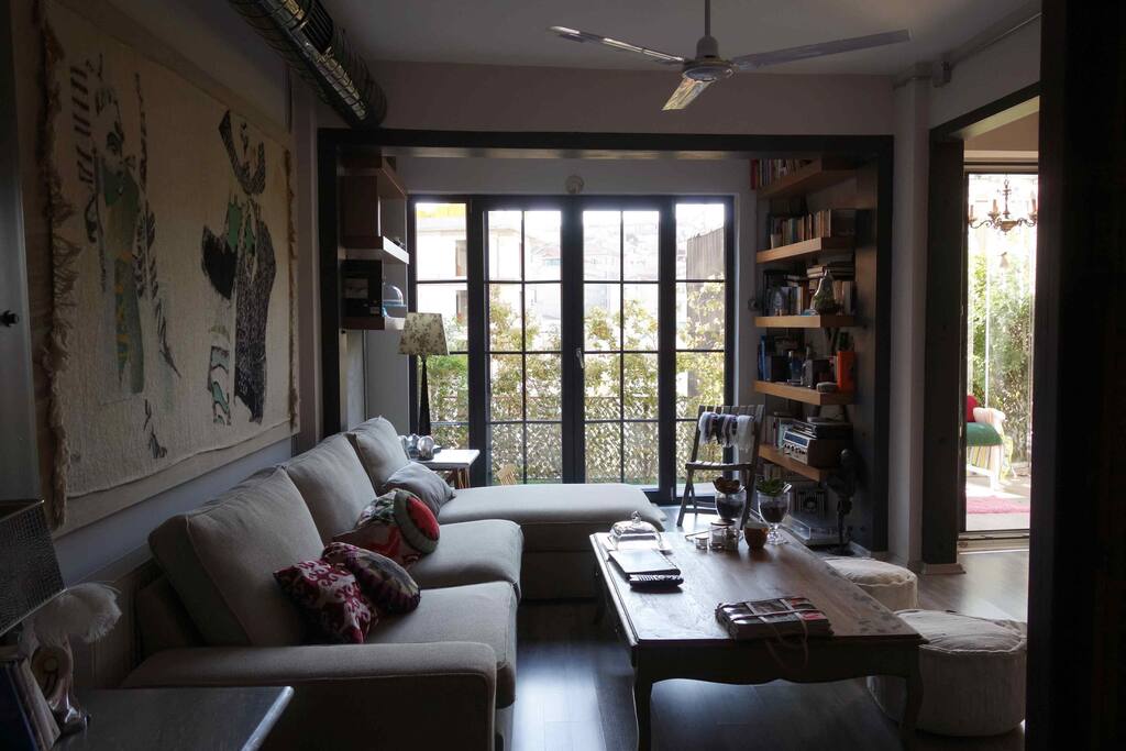 The door ( Big window) opens to the patio