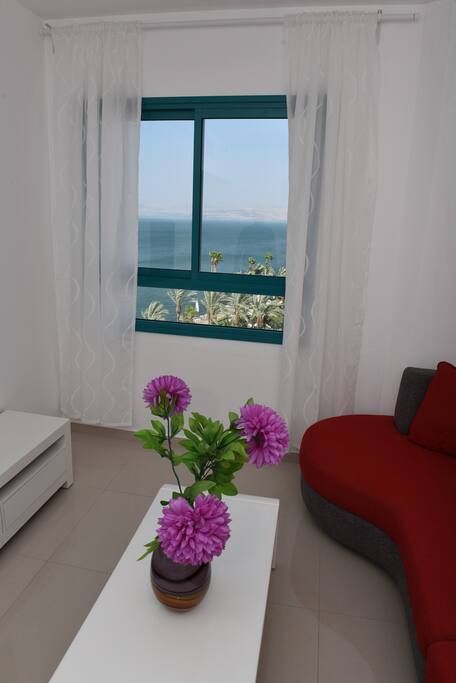 Living room with view to the Sea of Galilee
