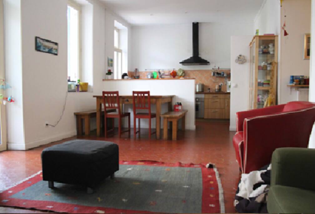 Living room and kitchen
