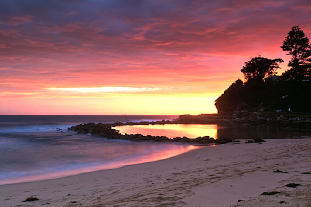 Avoca rock pool at sunset