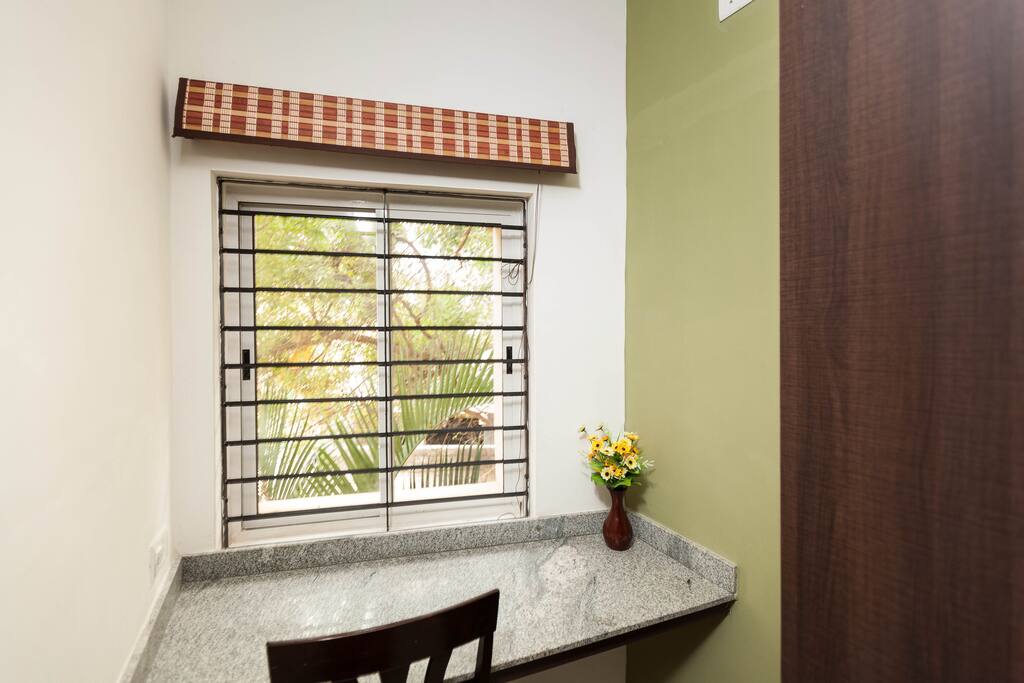 Comfortable laptop-friendly workspace.