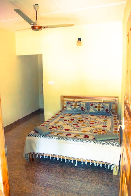 Double bed room with attached bathroom