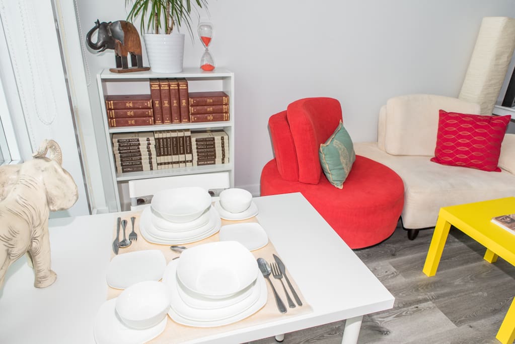 Dinning area setting for two. Up to 4 more dining set-up can be added.