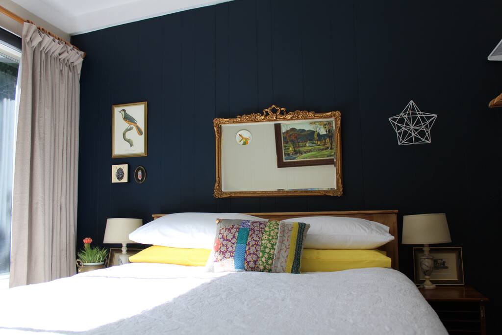 The master bedroom can be closed or opened up to the living area and the view beyond.
