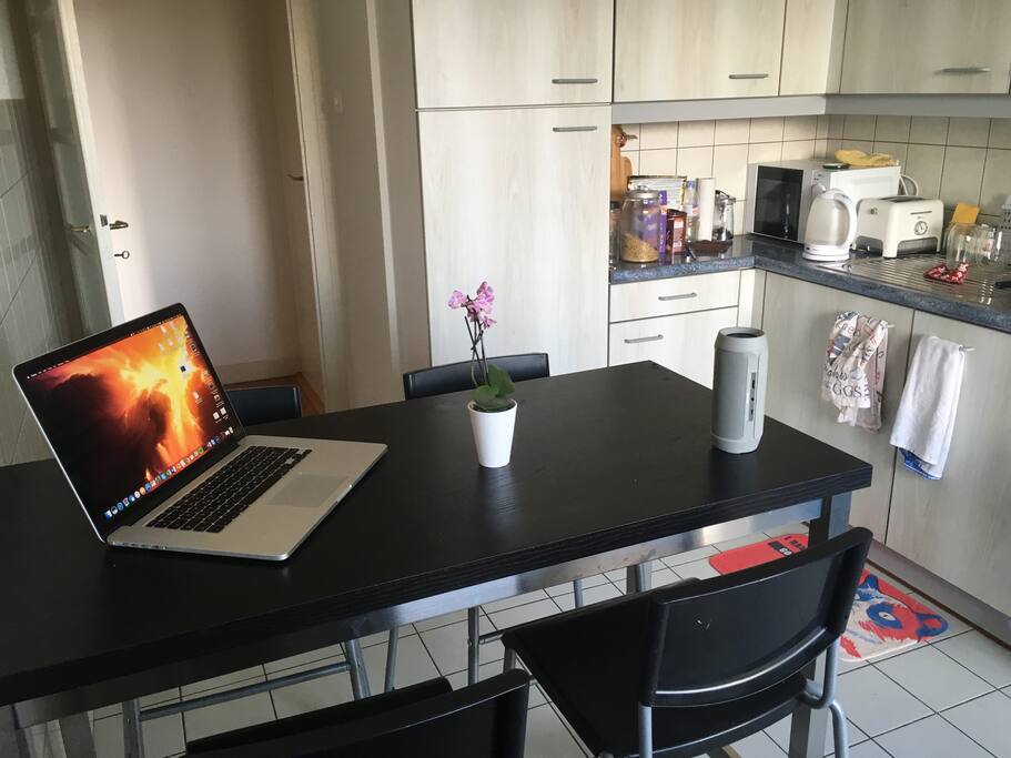 Kitchen:
Table bar, four spots, WiFi Speaker and amenities