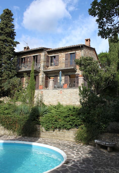 The house and main terrace from the poolside.